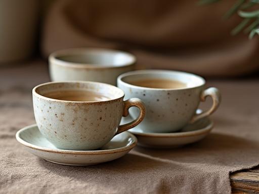 Ensemble de tasses à expresso en grès.